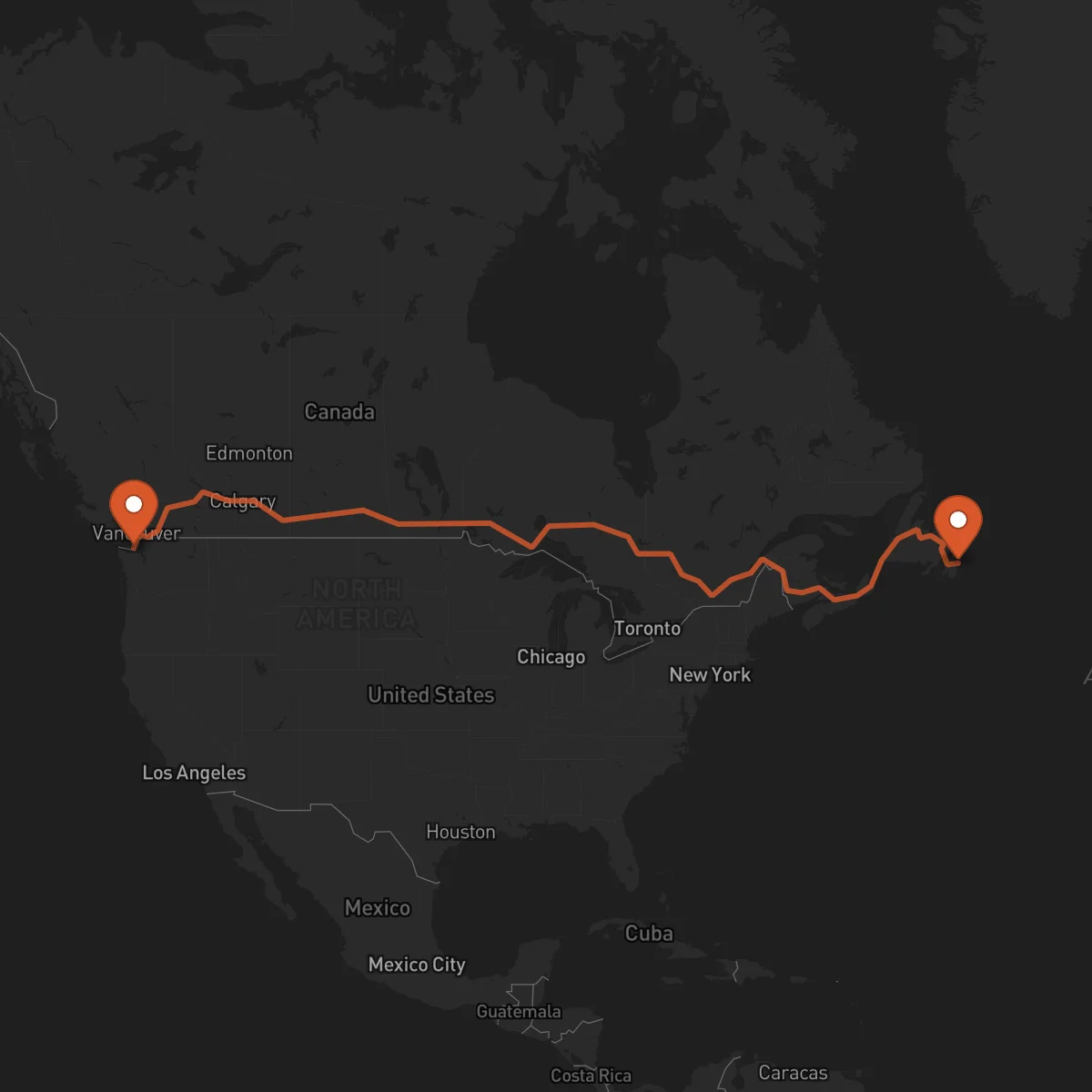 Ruta San Juan de Terranova (St. John's) - Victoria
