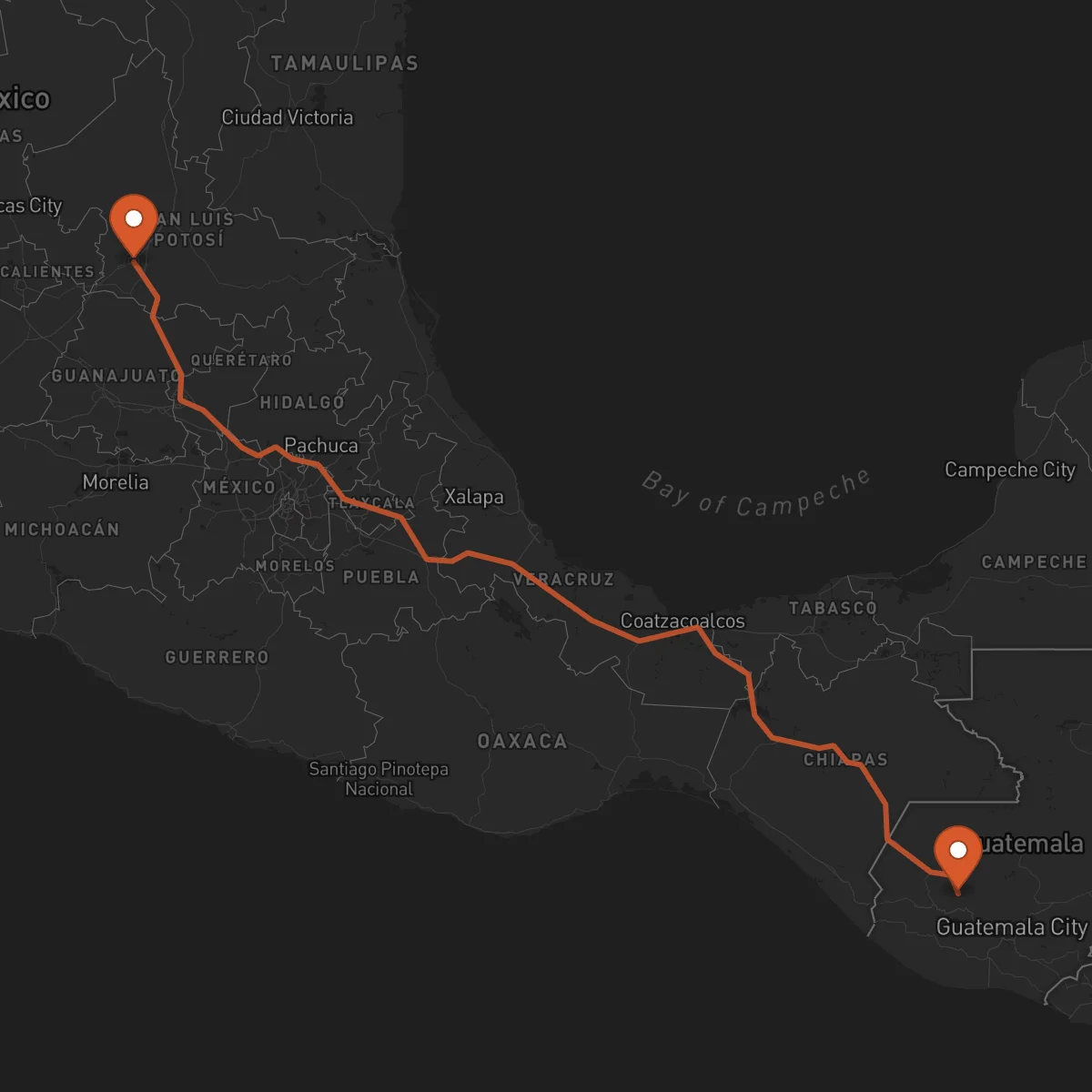 Ruta San Luis Potosí - Santa Cruz del Quiché