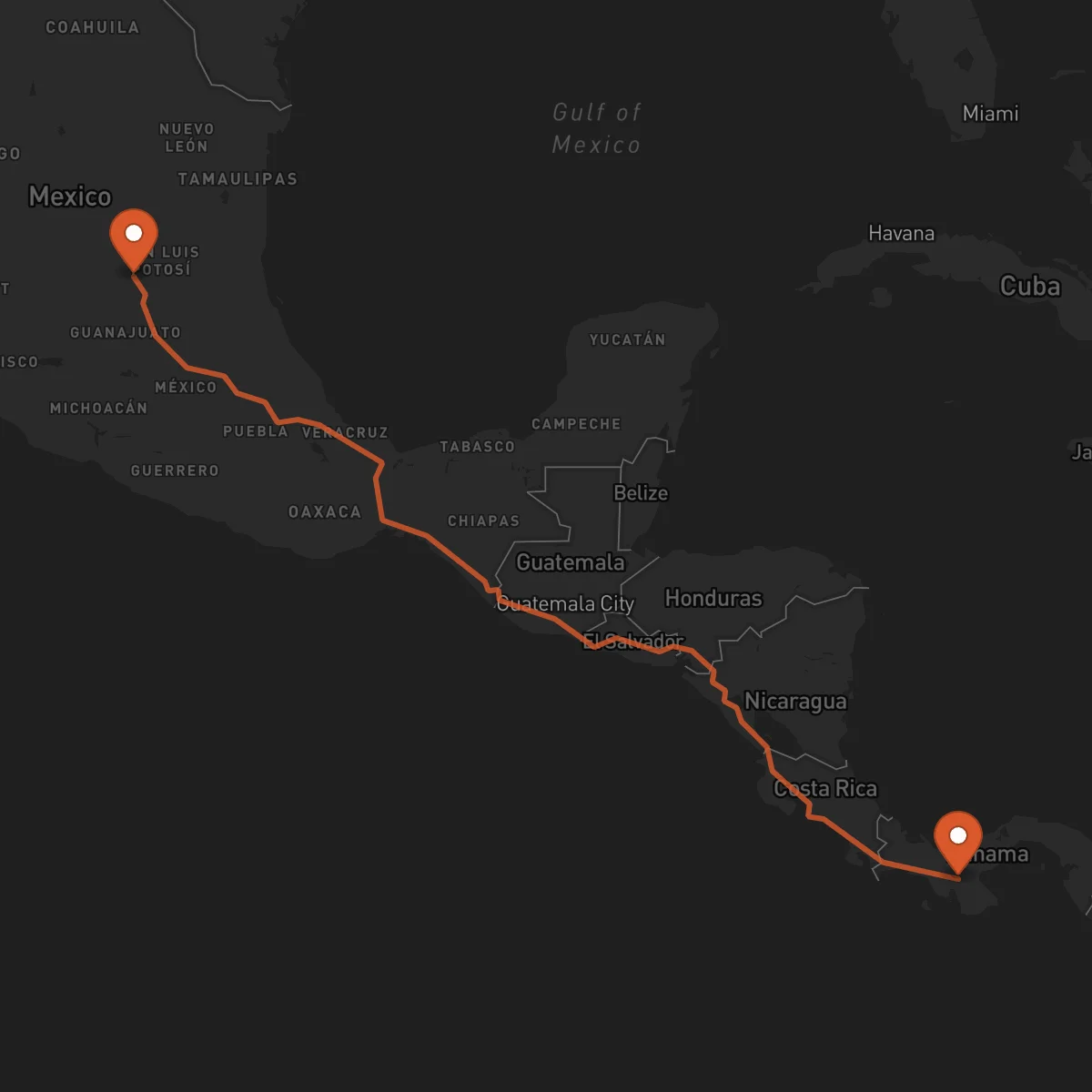 Ruta San Luis Potosí - Santiago de Veraguas