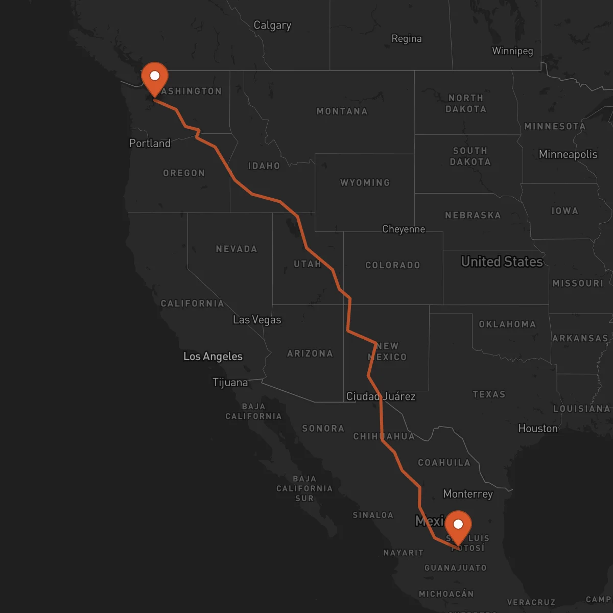 Ruta San Luis Potosí - Seattle