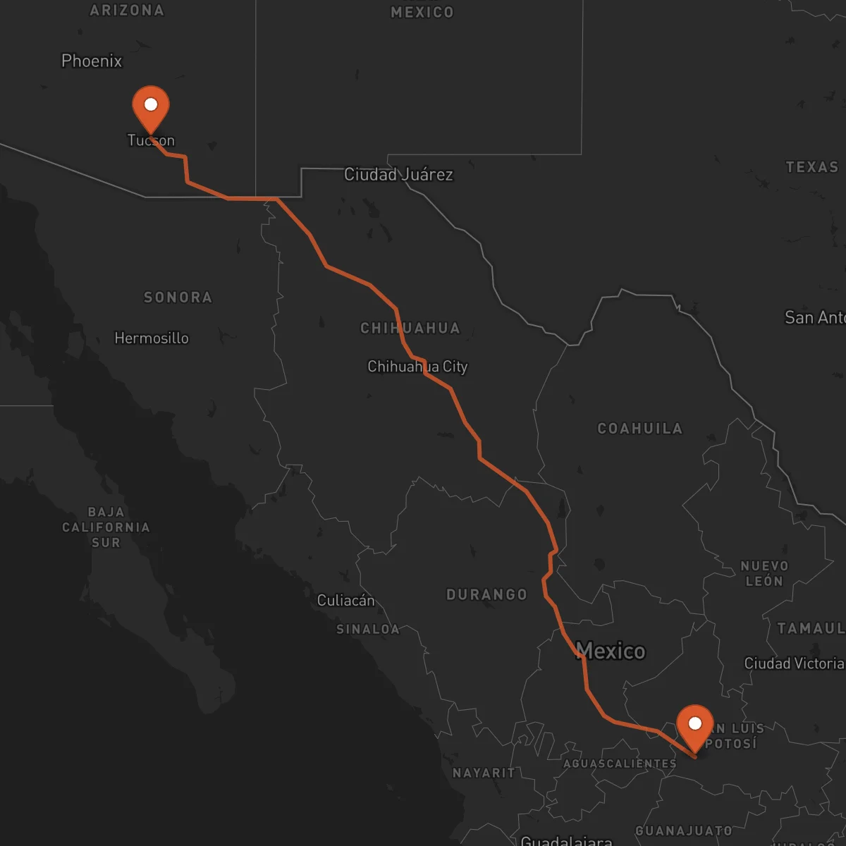 Ruta Tucson - San Luis Potosí