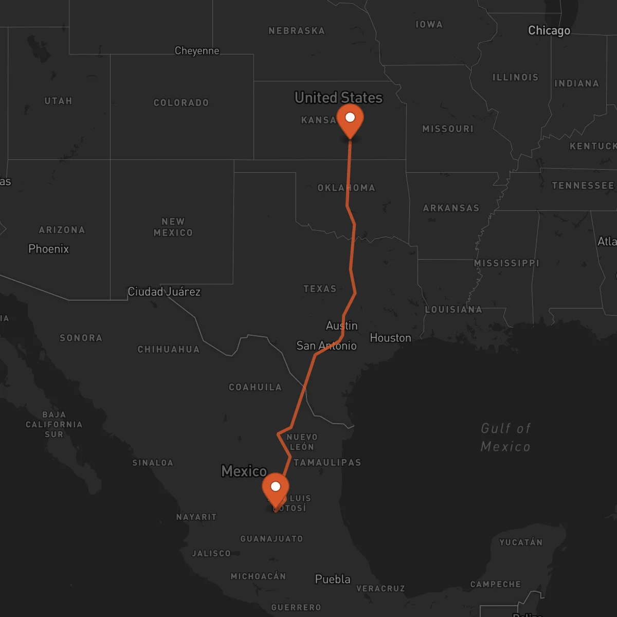 Ruta San Luis Potosí - Wichita