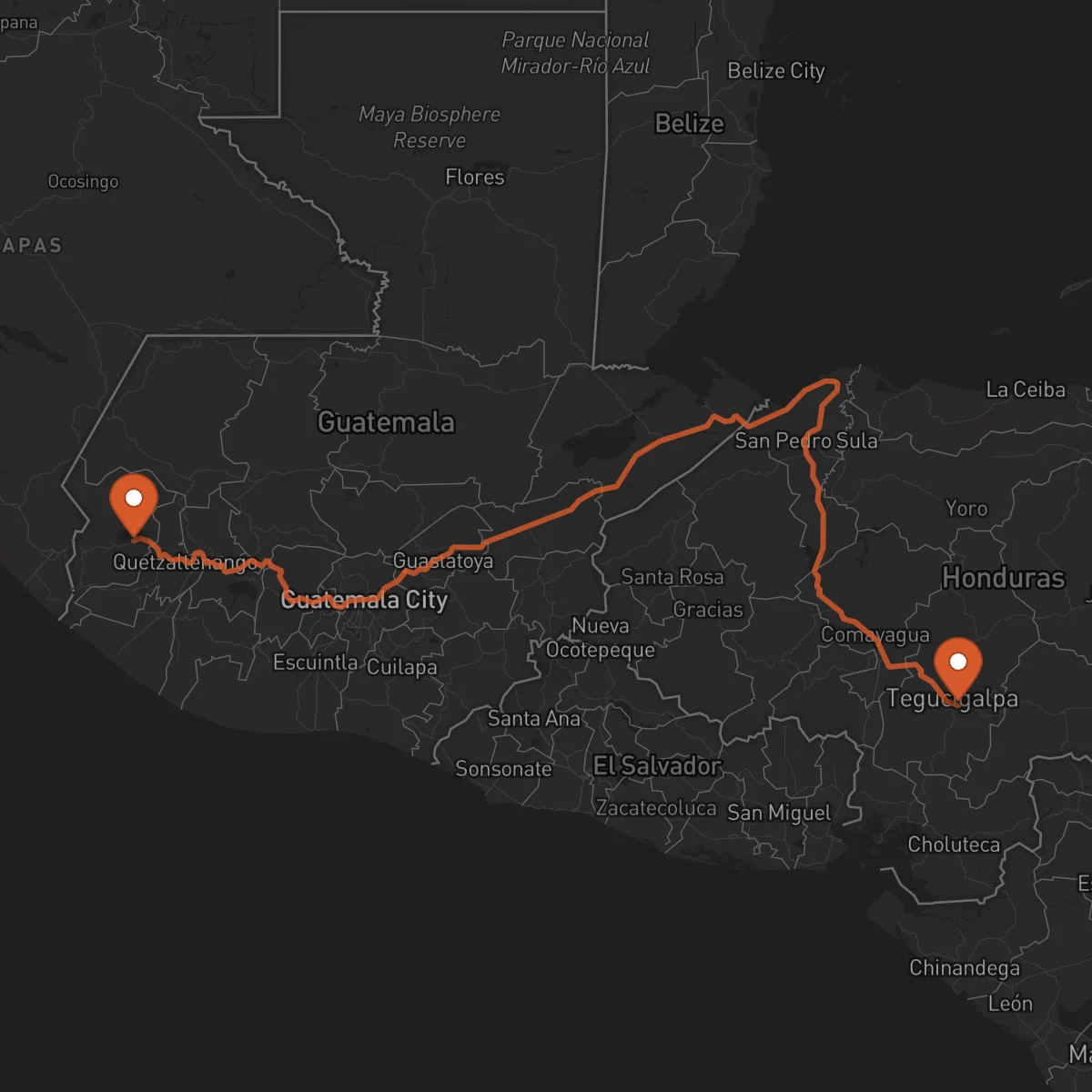 Ruta Tégucigalpa - San Marcos