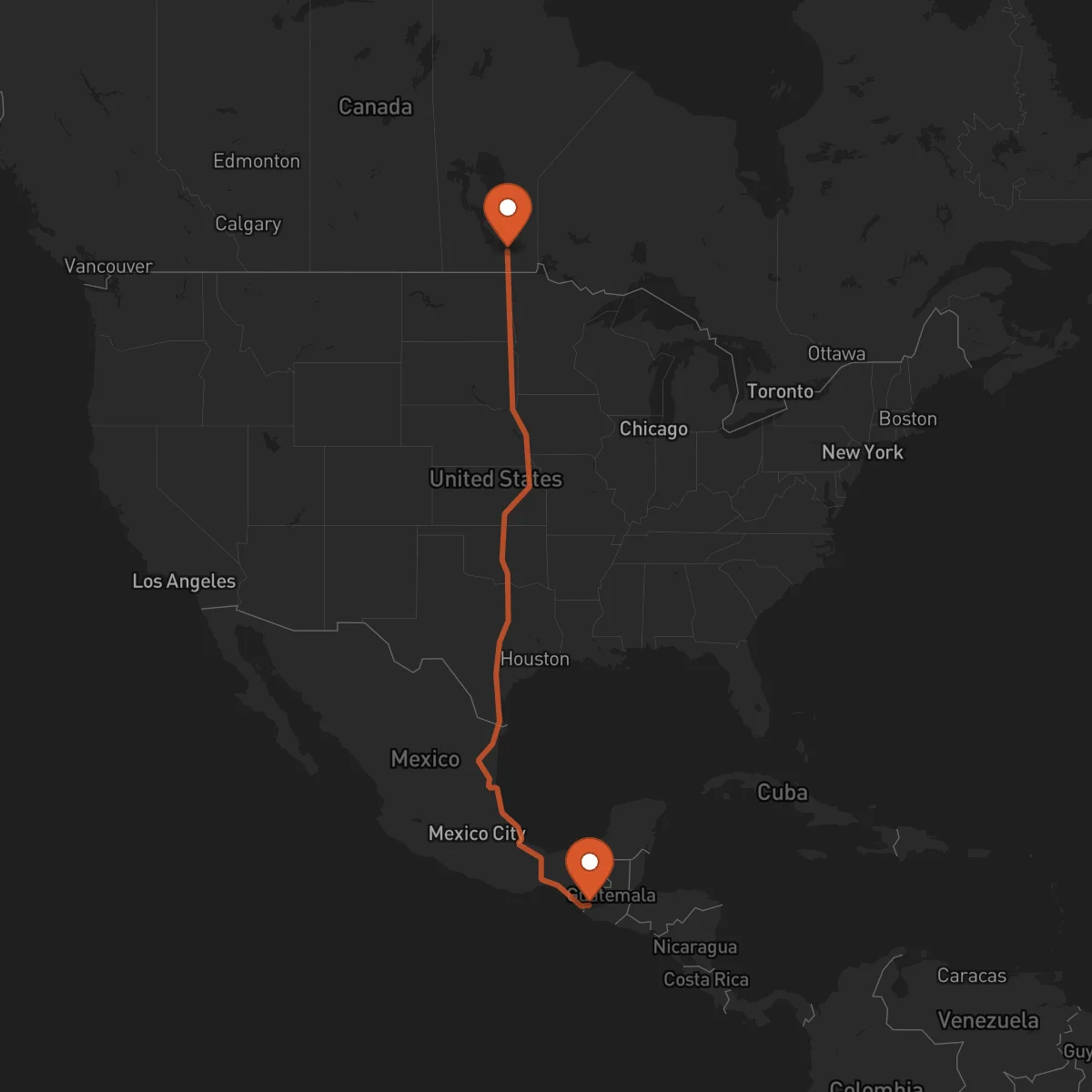 Ruta Winnipeg - San Marcos