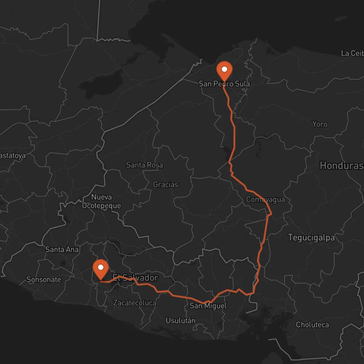 Ruta San Pedro Sula - San Salvador