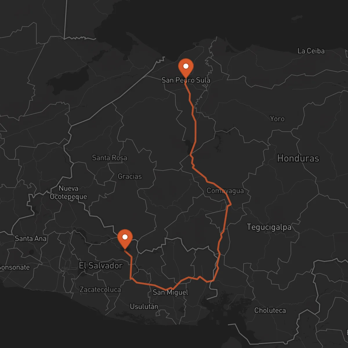 Ruta San Pedro Sula - Sensuntepeque