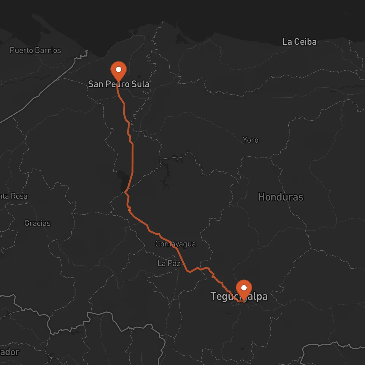 Ruta Tegucigalpa - San Pedro Sula