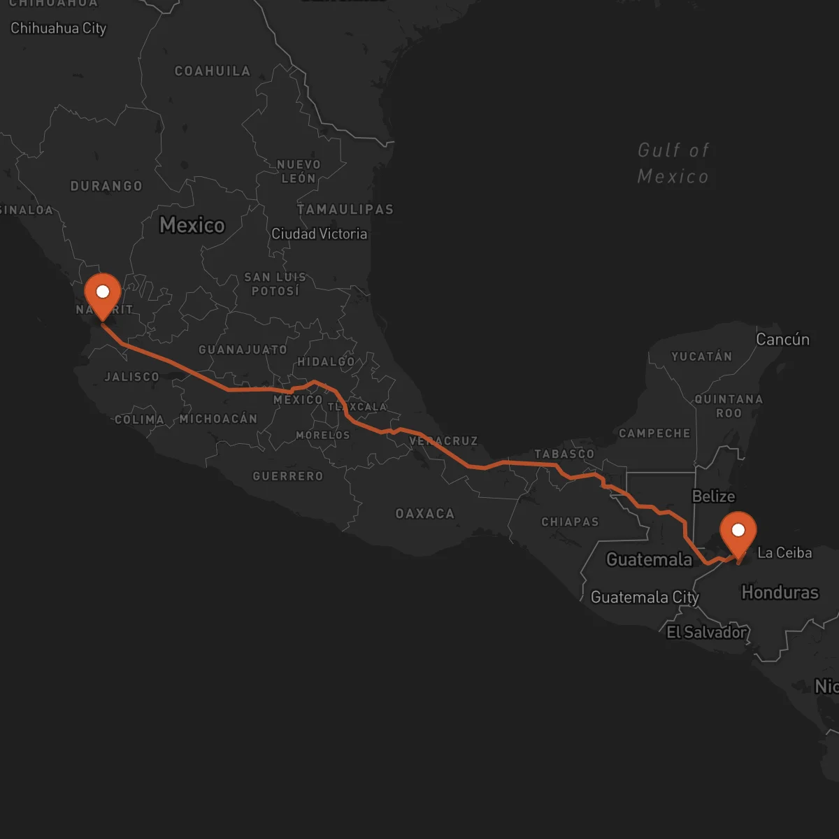 Ruta Tepic - San Pedro Sula