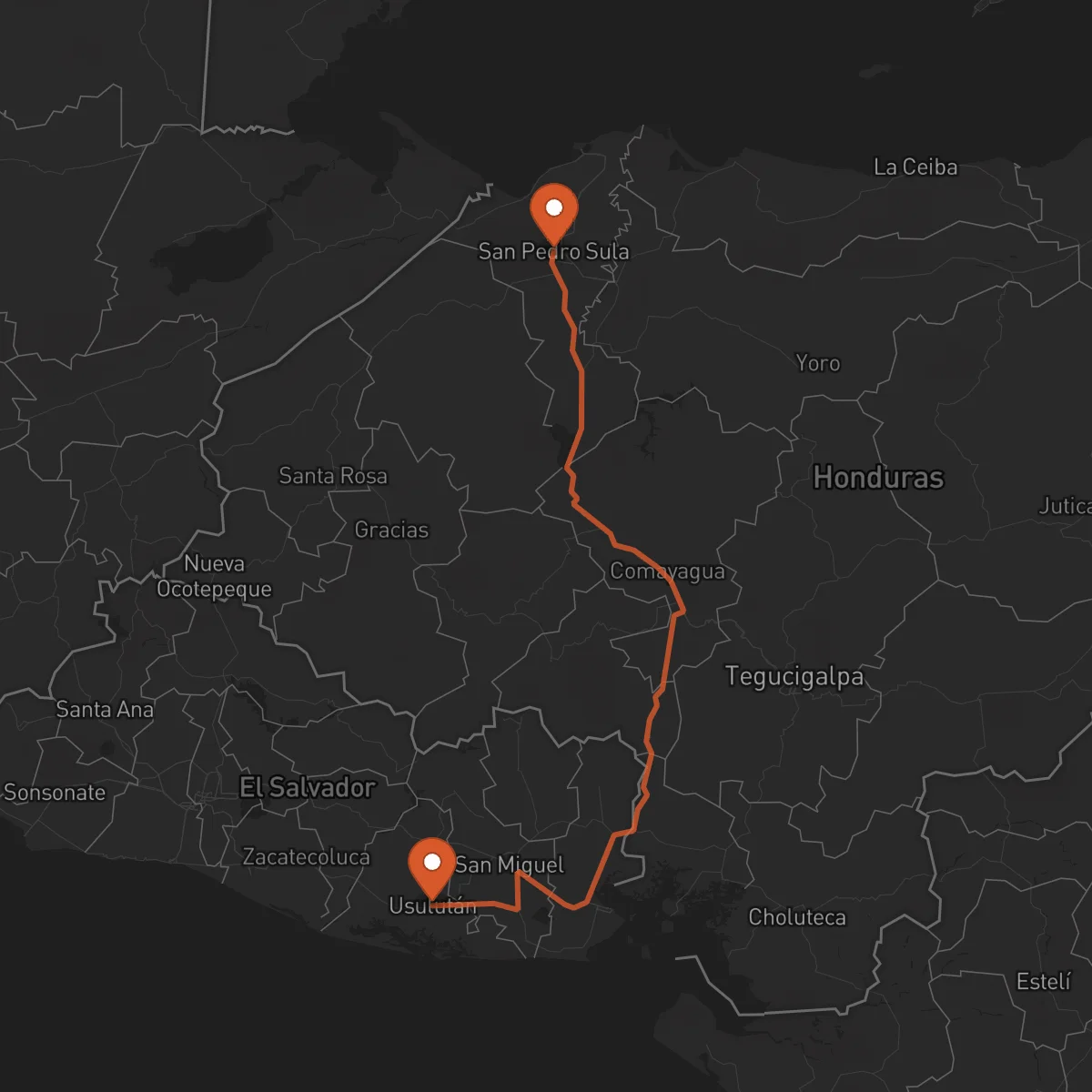 Ruta San Pedro Sula - Usulután