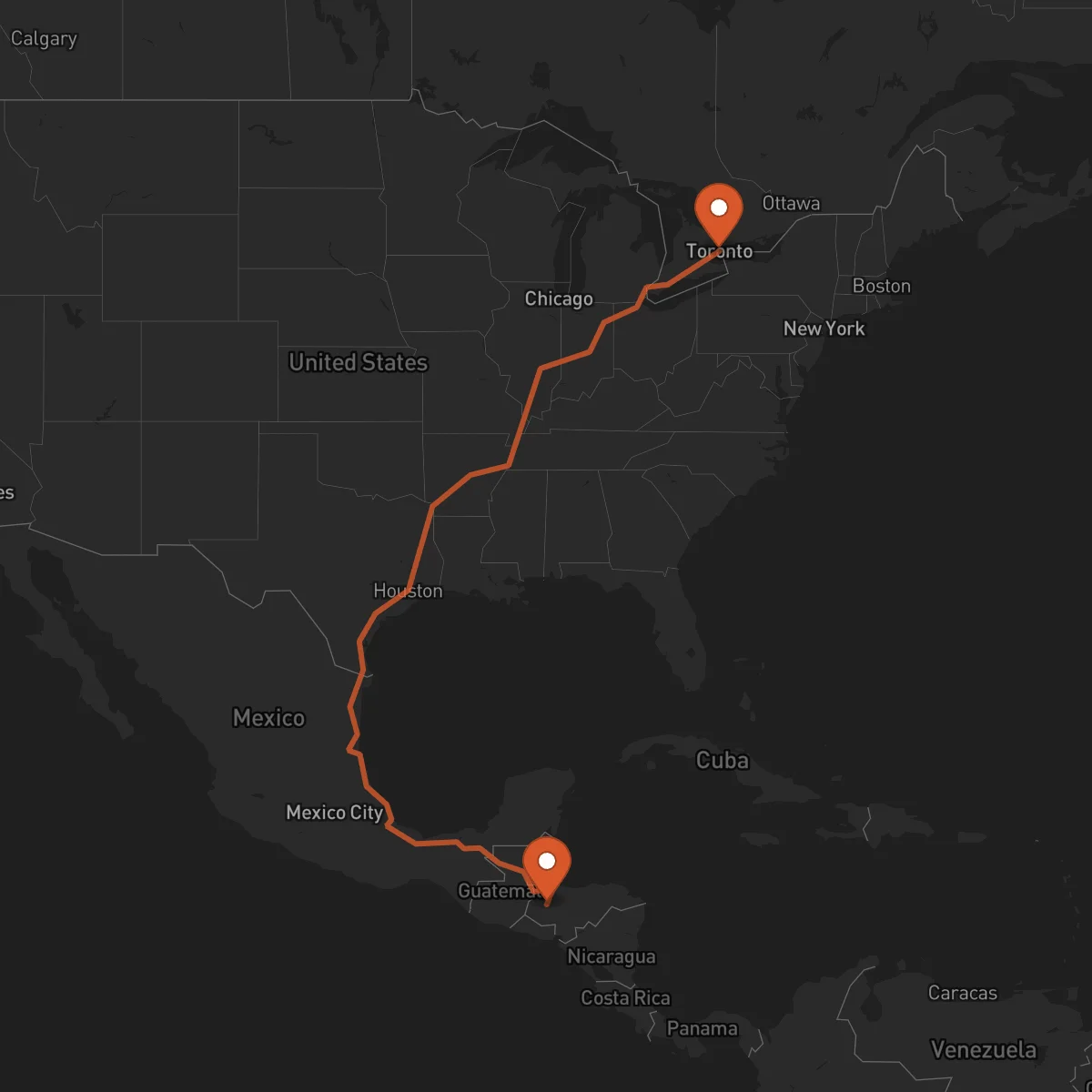 Ruta Toronto - Santa Bárbara