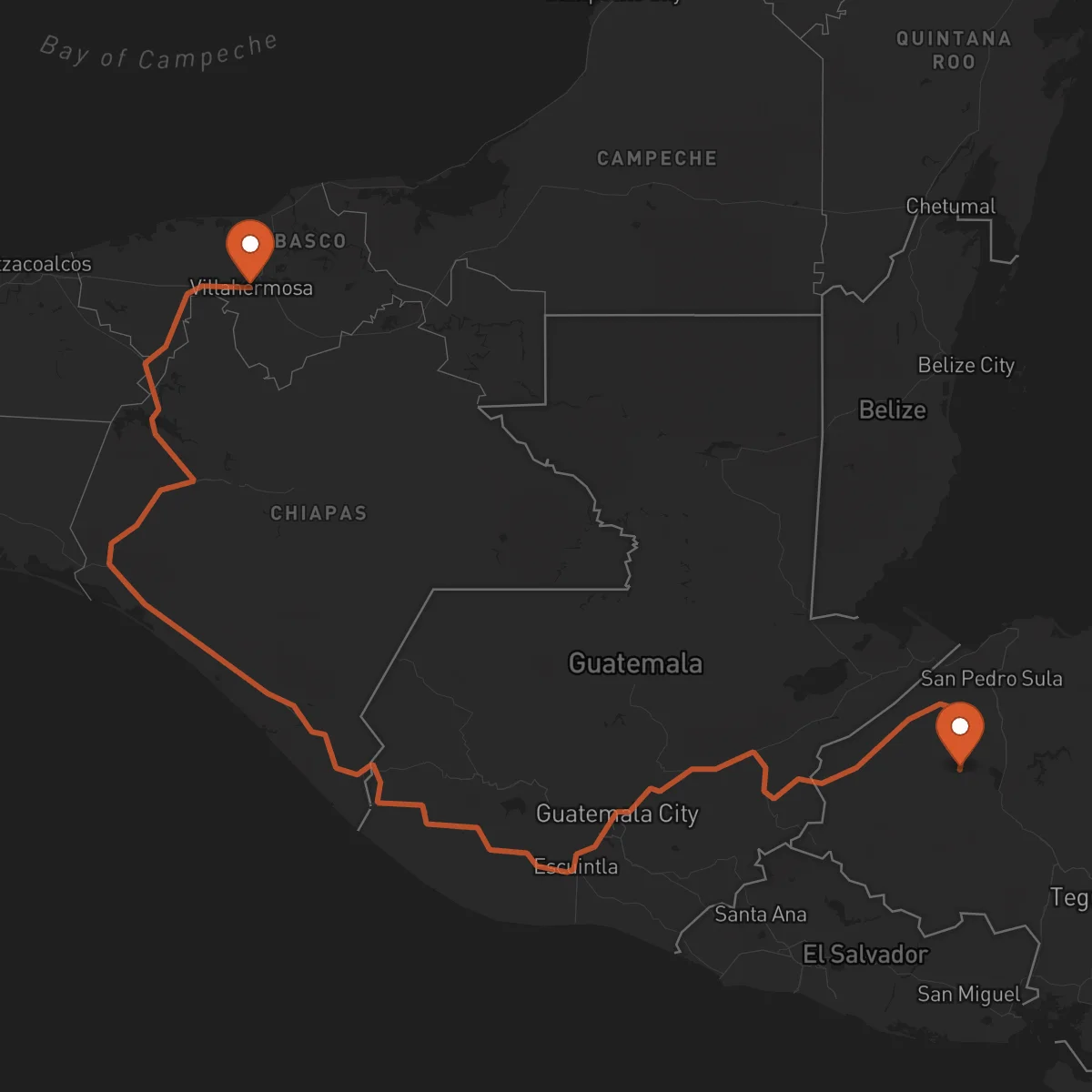 Ruta Santa Bárbara - Villahermosa