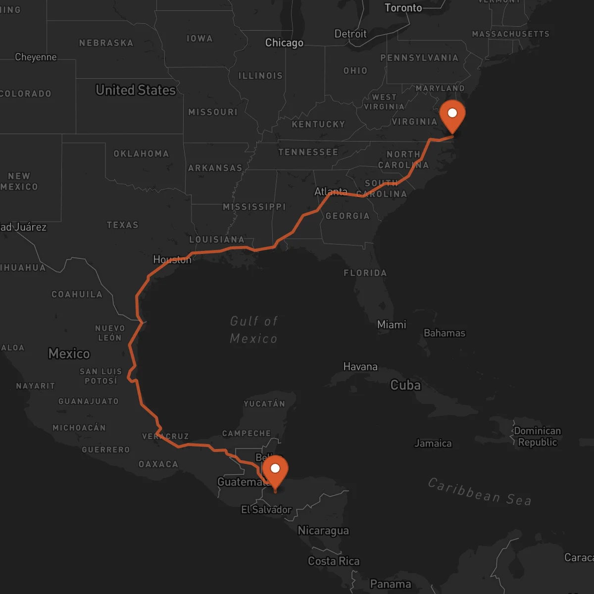 Ruta Santa Bárbara - Virginia Beach