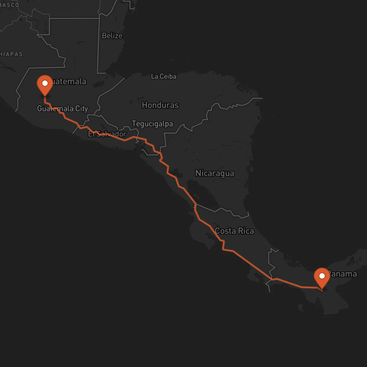 Ruta Santa Cruz del Quiché - Santiago de Veraguas
