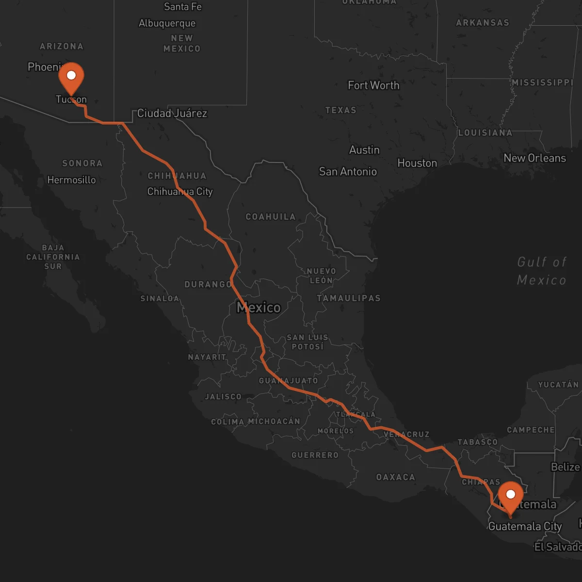 Ruta Tucson - Santa Cruz del Quiché