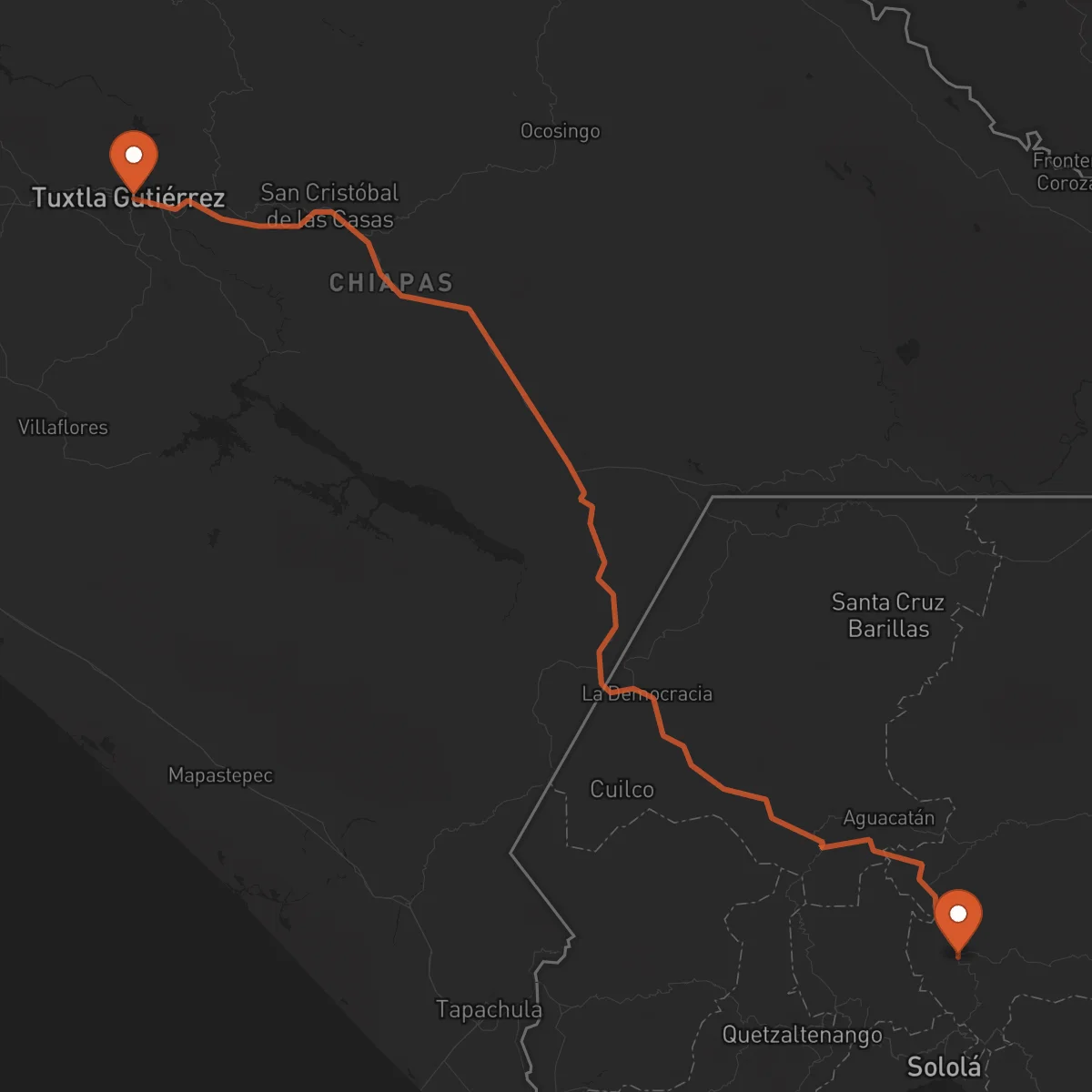 Ruta Santa Cruz del Quiché - Tuxtla Gutiérrez