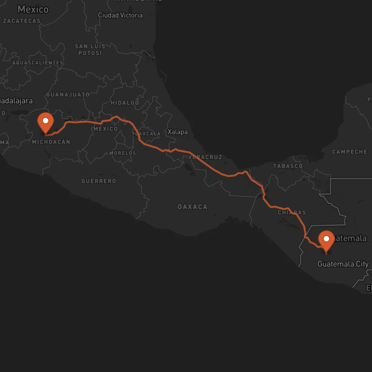 Ruta Santa Cruz del Quiché - Uruapan