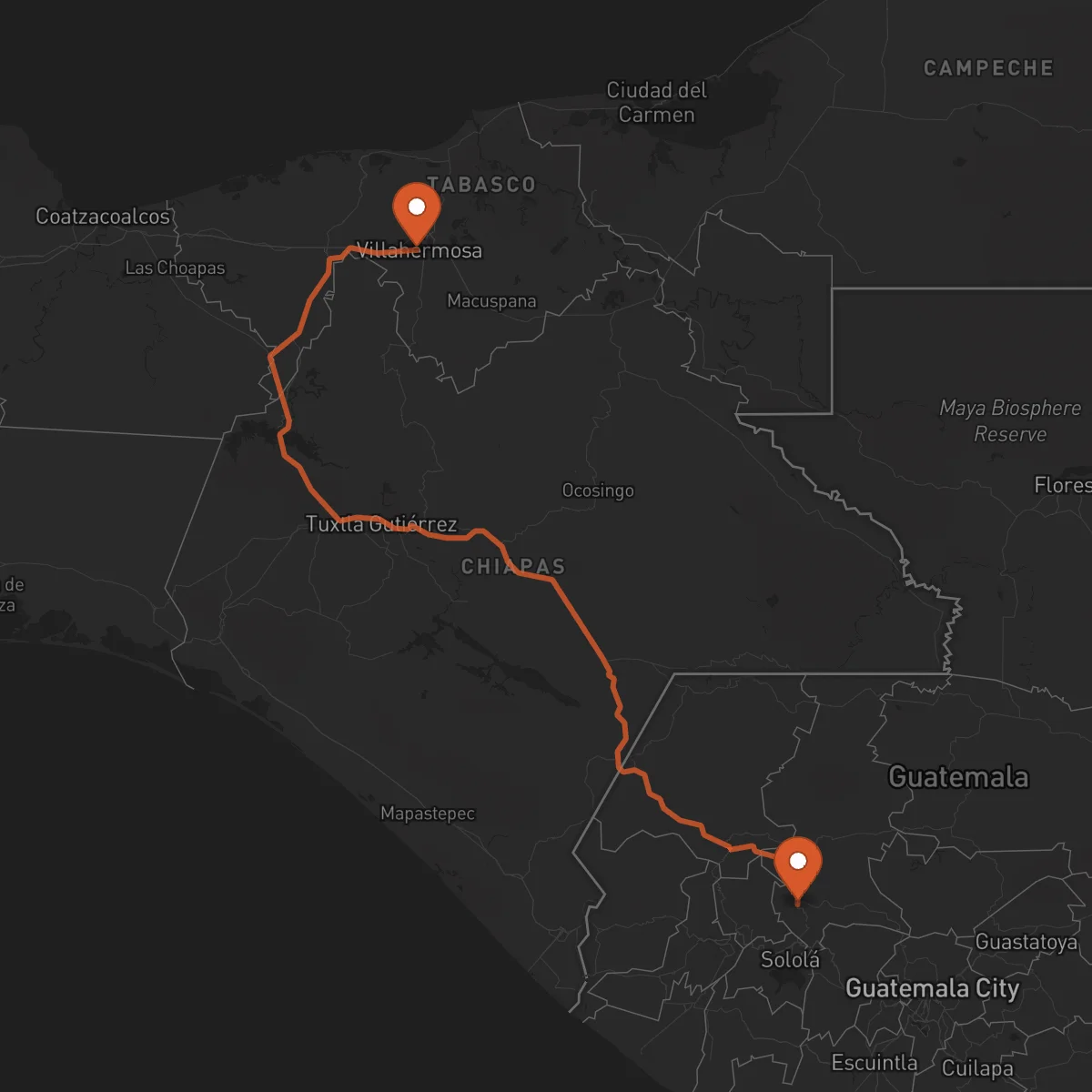 Ruta Santa Cruz del Quiché - Villahermosa