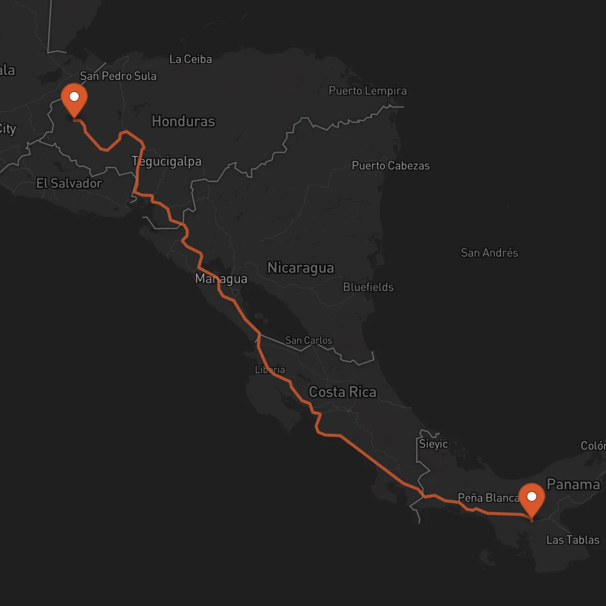 Ruta Santa Rosa de Copán - Santiago de Veraguas