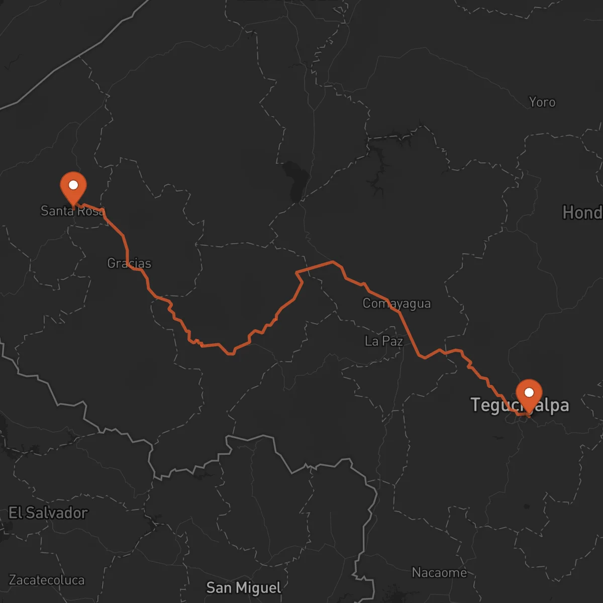Ruta Santa Rosa de Copán - Tegucigalpa