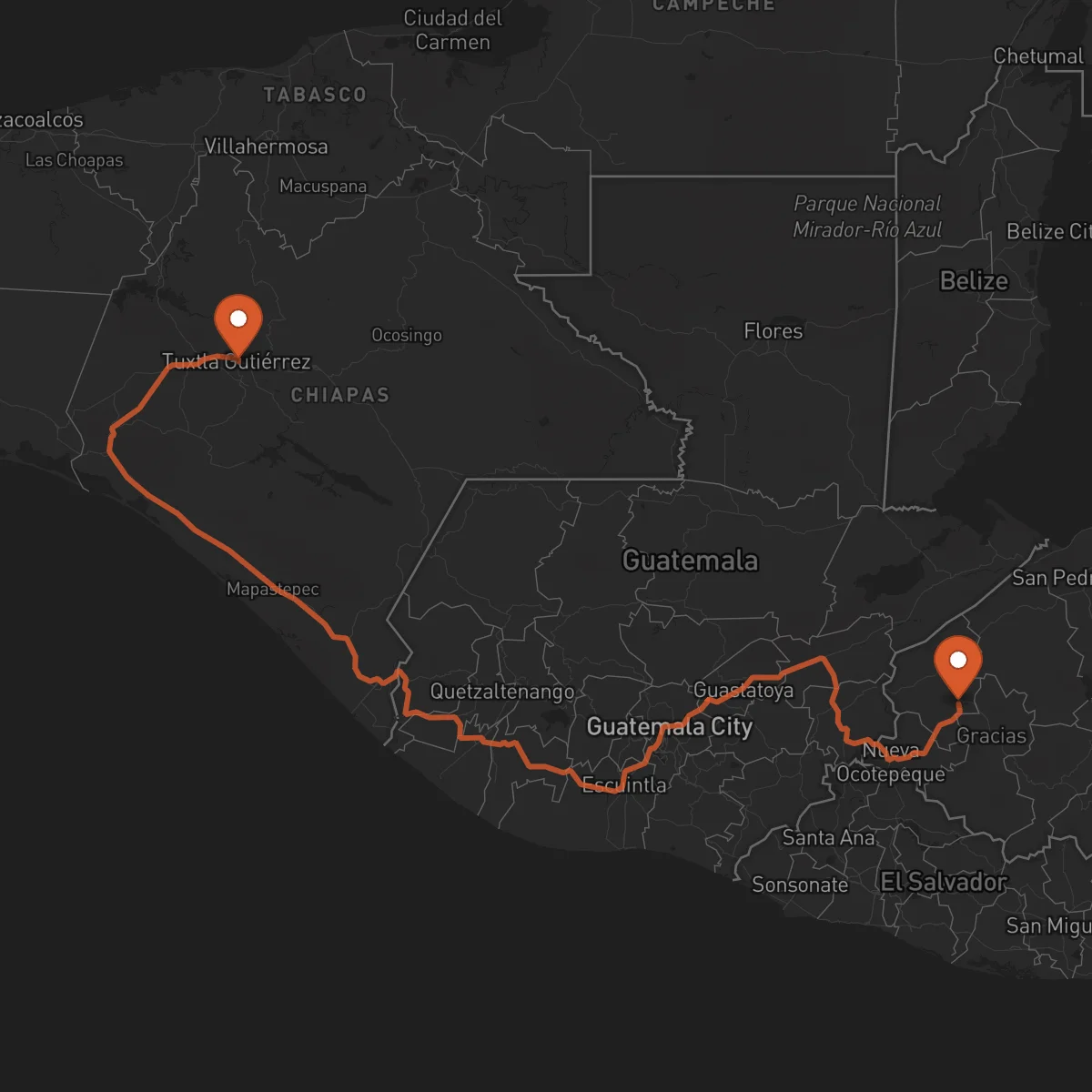Ruta Santa Rosa de Copán - Tuxtla Gutiérrez