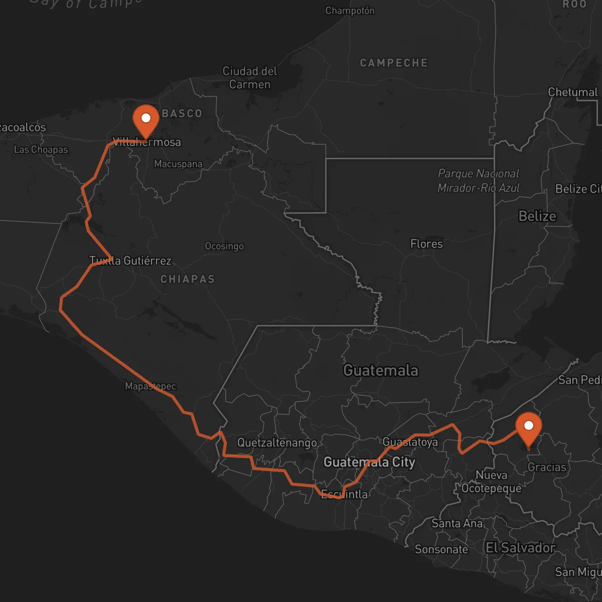 Ruta Santa Rosa de Copán - Villahermosa