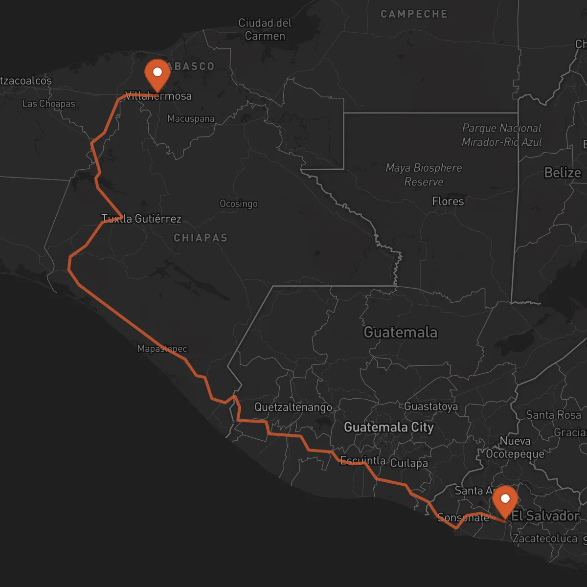 Ruta Santa Tecla - Villahermosa