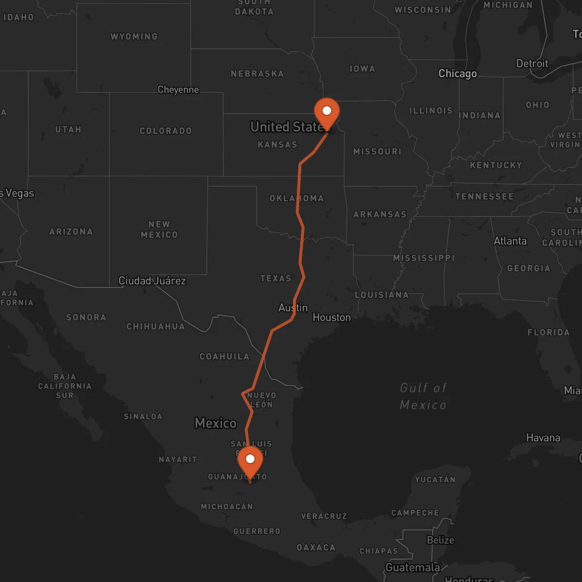 Ruta Santiago de Querétaro - Topeka