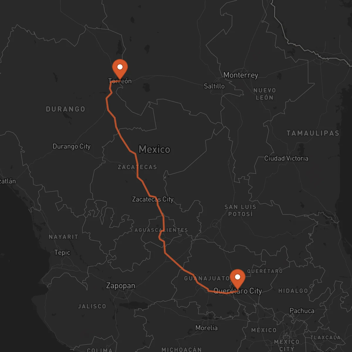 Ruta Santiago de Querétaro - Torreón