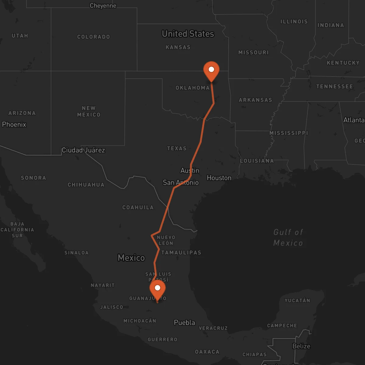 Ruta Santiago de Querétaro - Tulsa