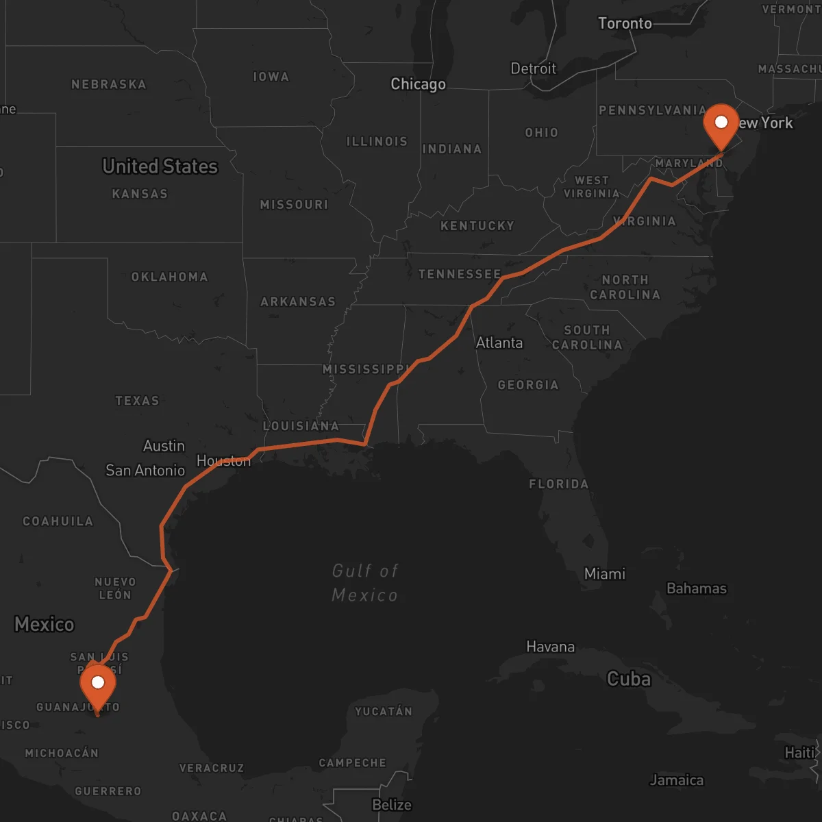 Ruta Santiago de Querétaro - Wilmington