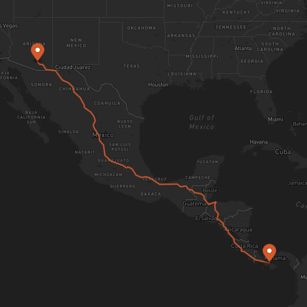Ruta Tucson - Santiago de Veraguas