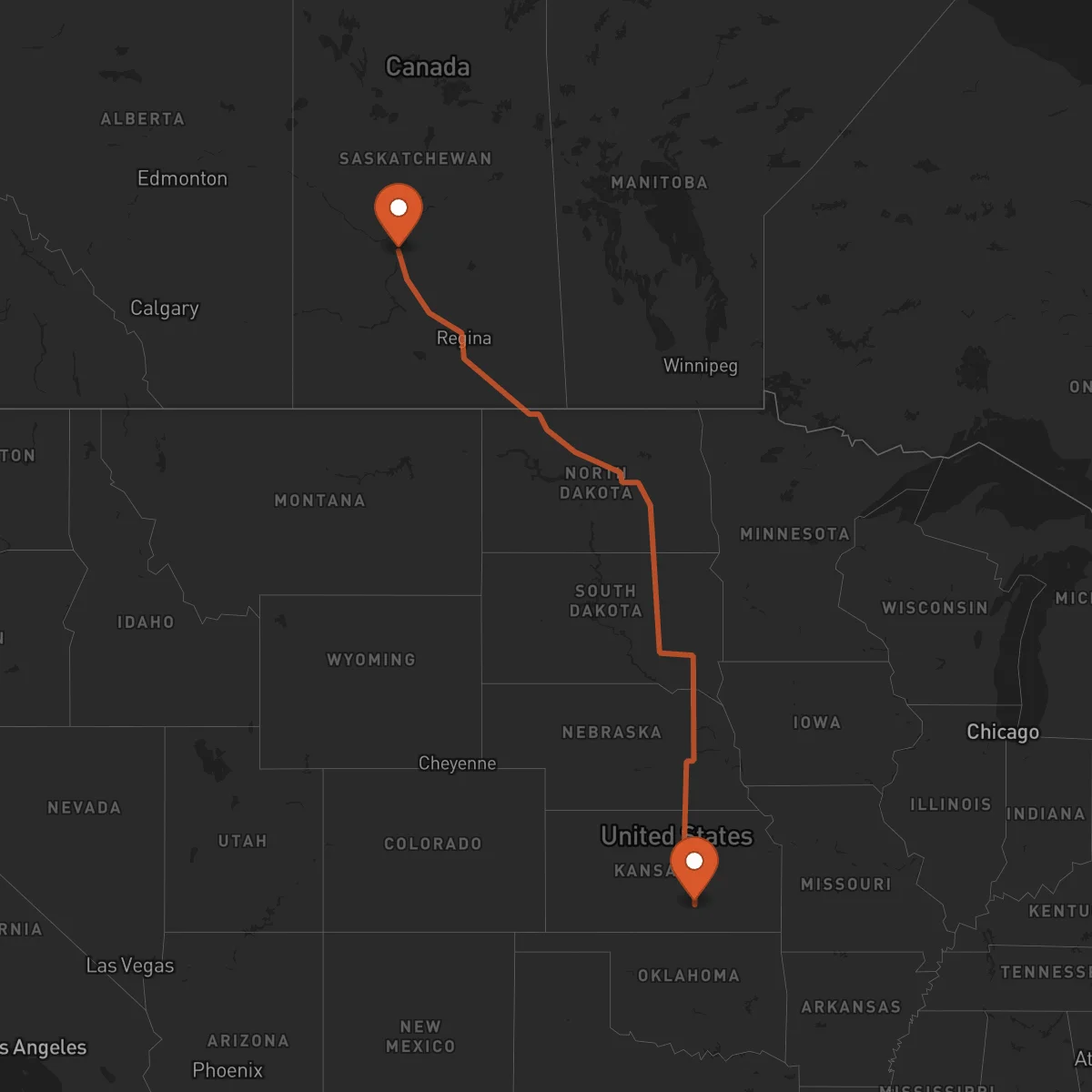 Ruta Saskatoon - Wichita
