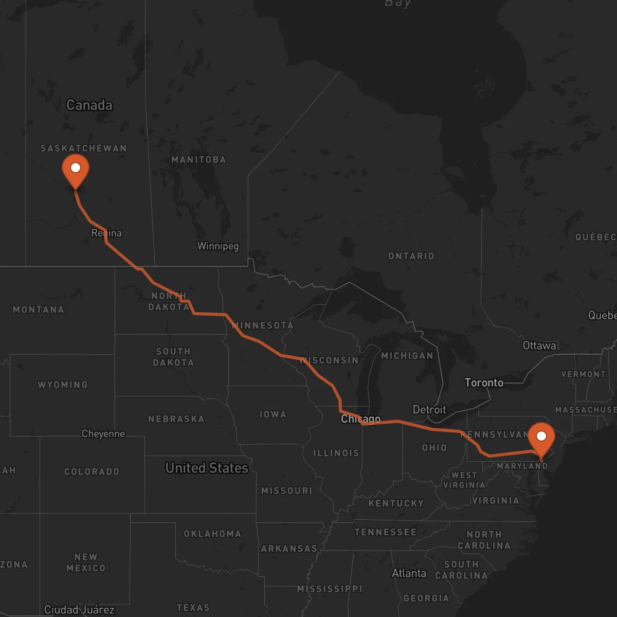 Ruta Saskatoon - Wilmington