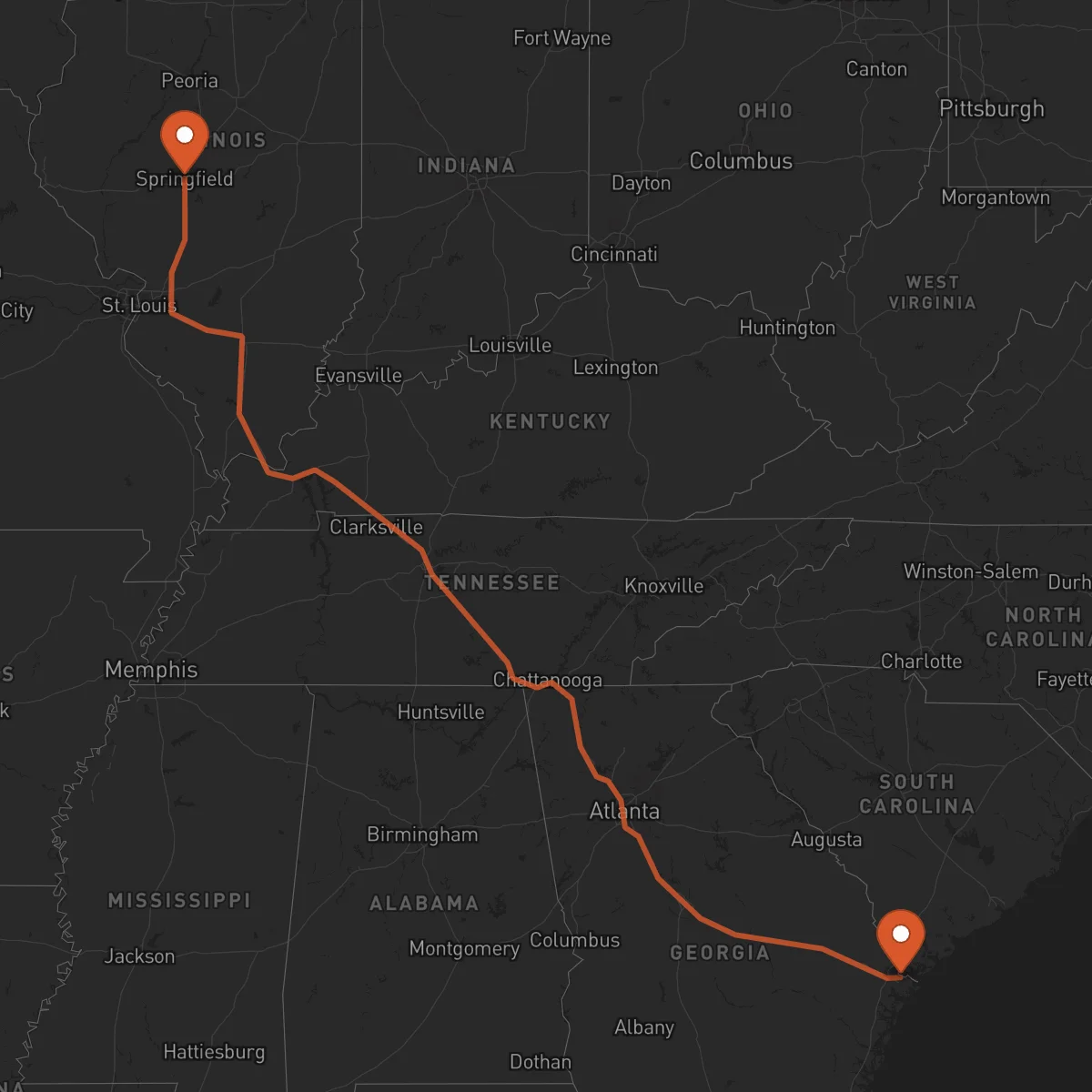 Ruta Savannah - Springfield