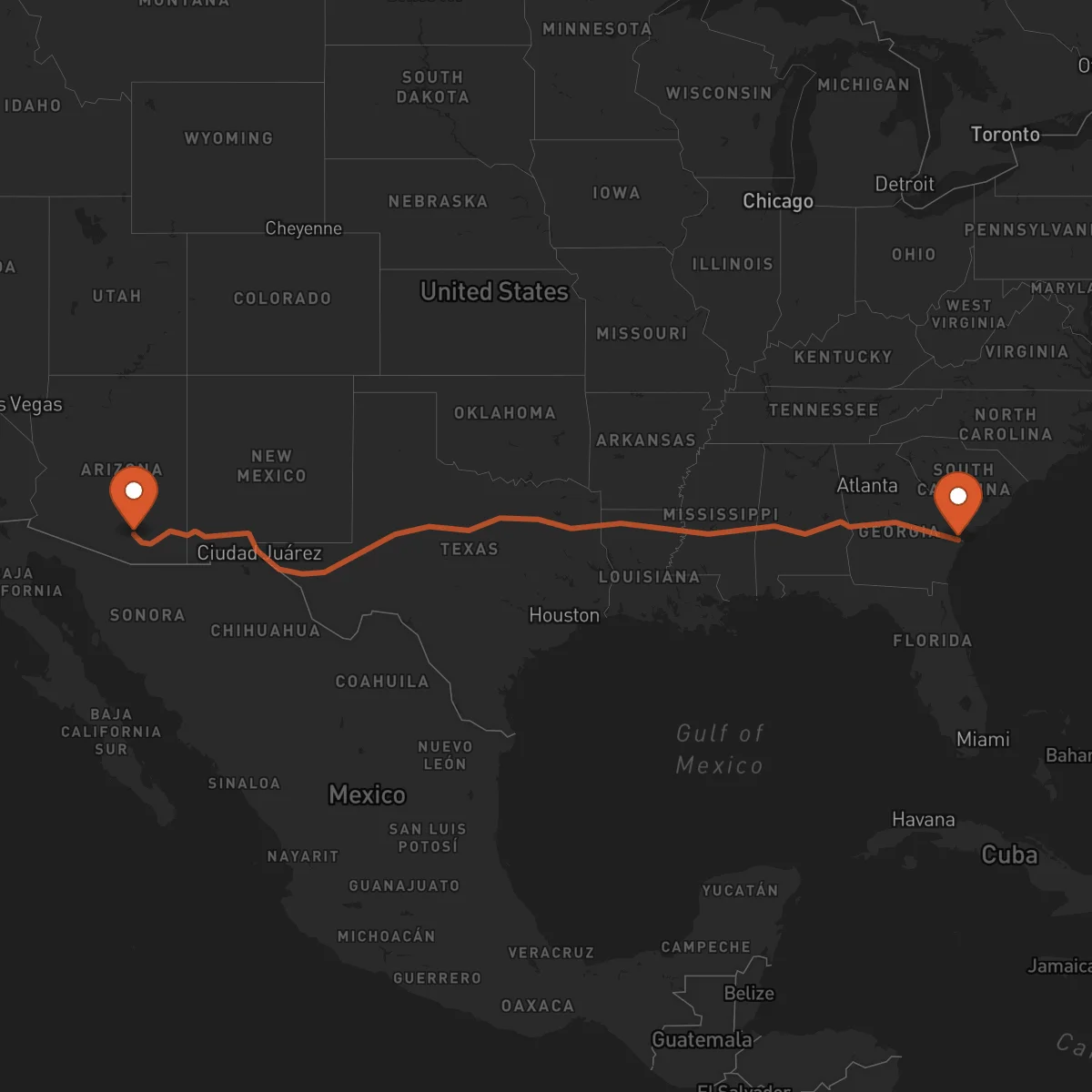 Ruta Savannah - Tucson