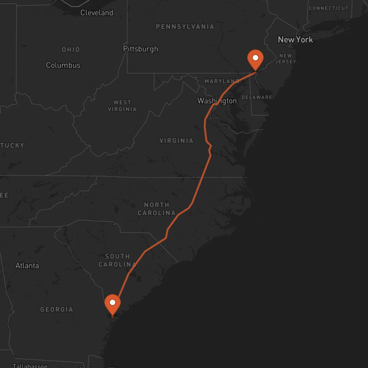 Ruta Savannah - Wilmington