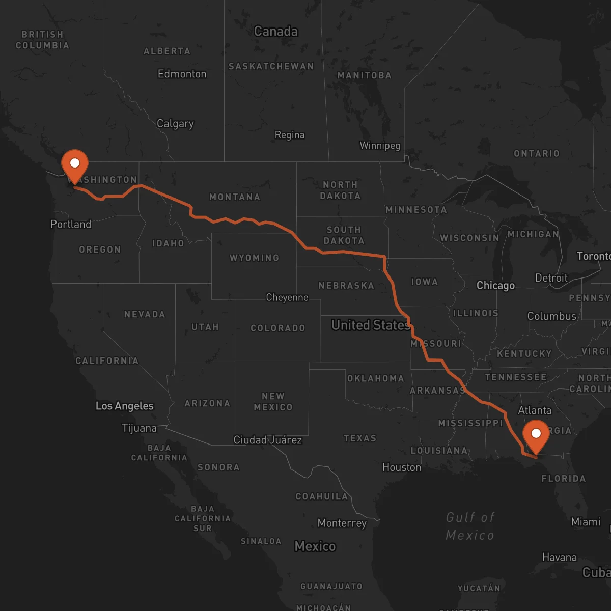Ruta Tallahassee - Seattle