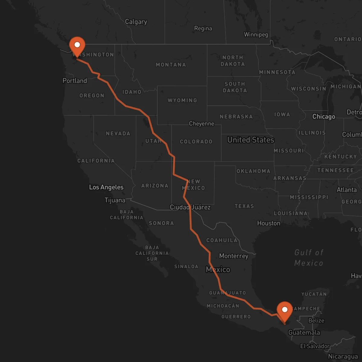 Ruta Tuxtla Gutiérrez - Seattle