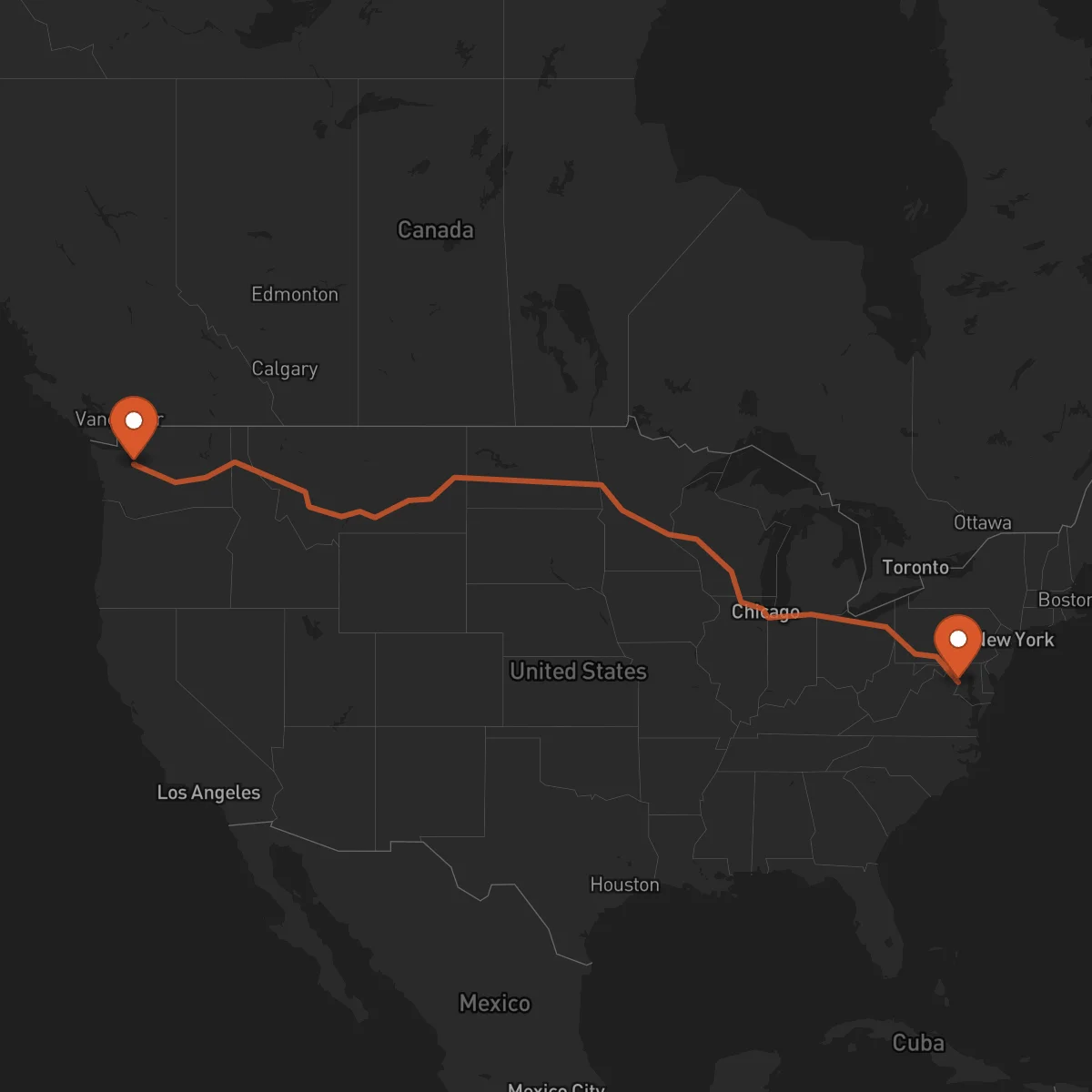 Ruta Washington D.C. - Seattle