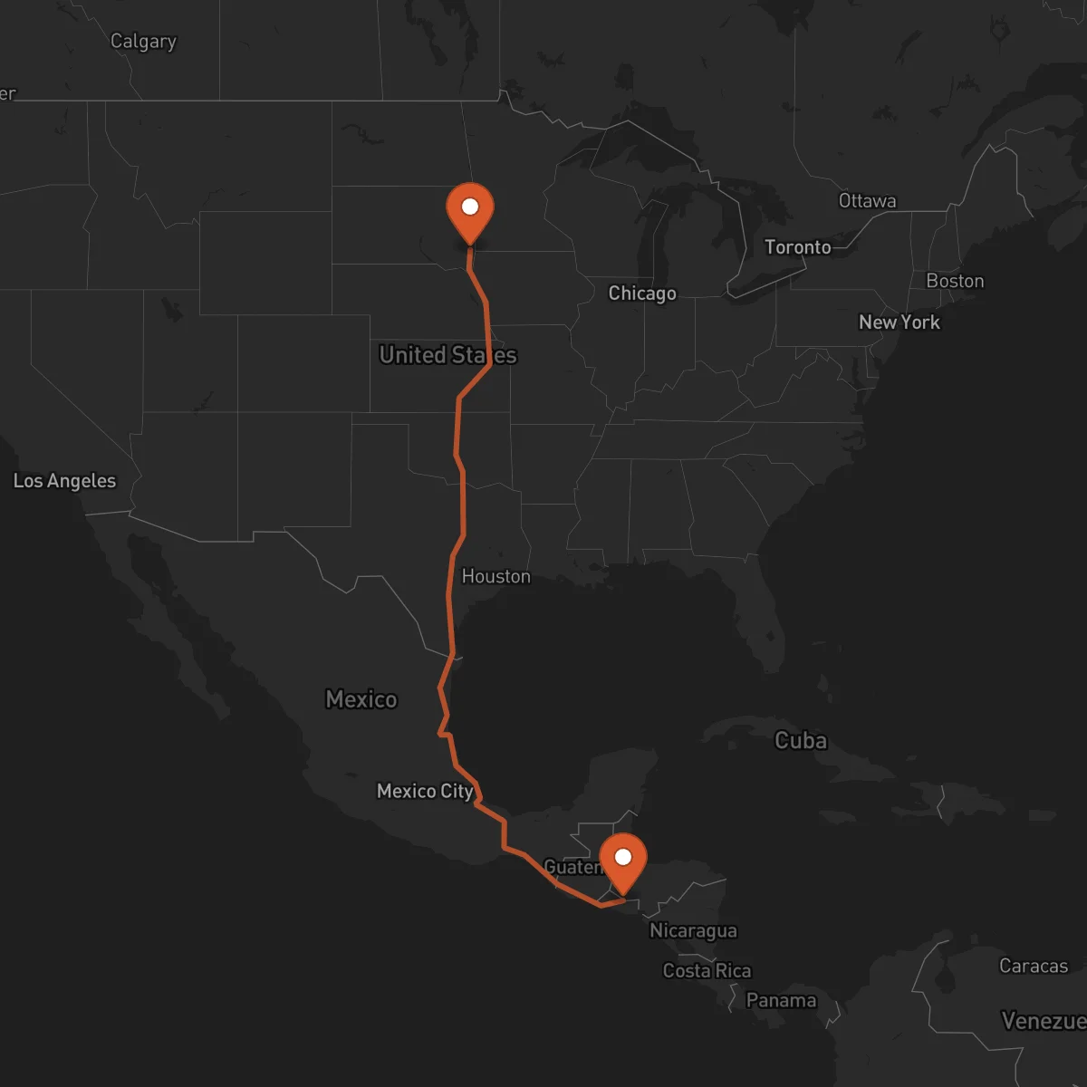 Ruta Sioux Falls - Sensuntepeque