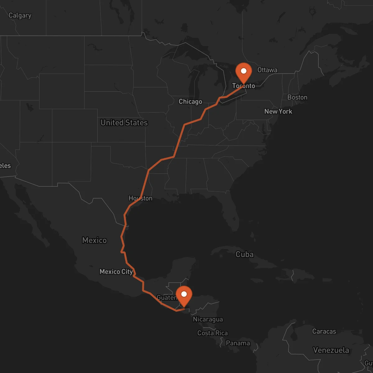 Ruta Toronto - Sensuntepeque