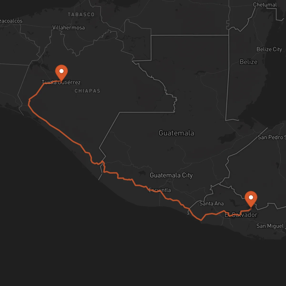 Ruta Tuxtla Gutiérrez - Sensuntepeque
