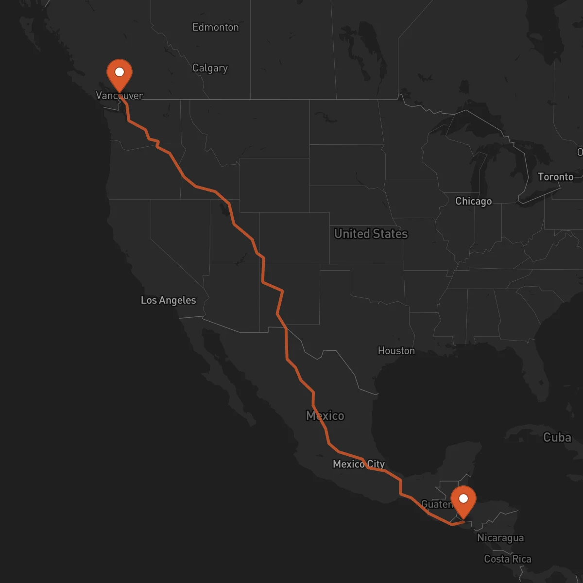 Ruta Vancouver - Sensuntepeque