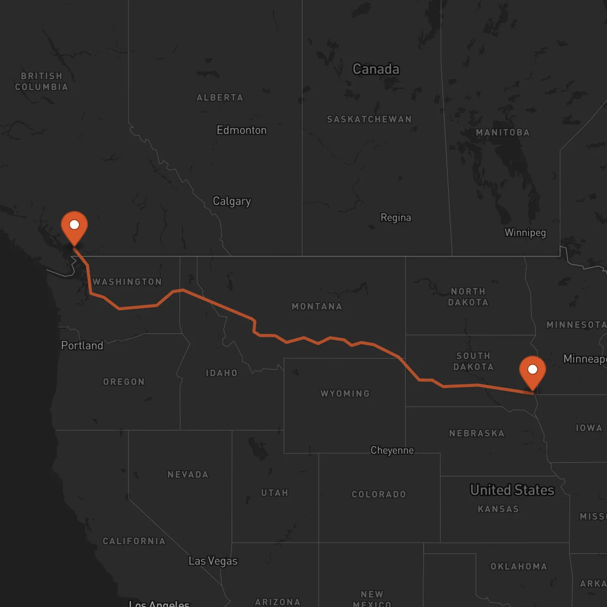 Ruta Sioux Falls - Vancouver