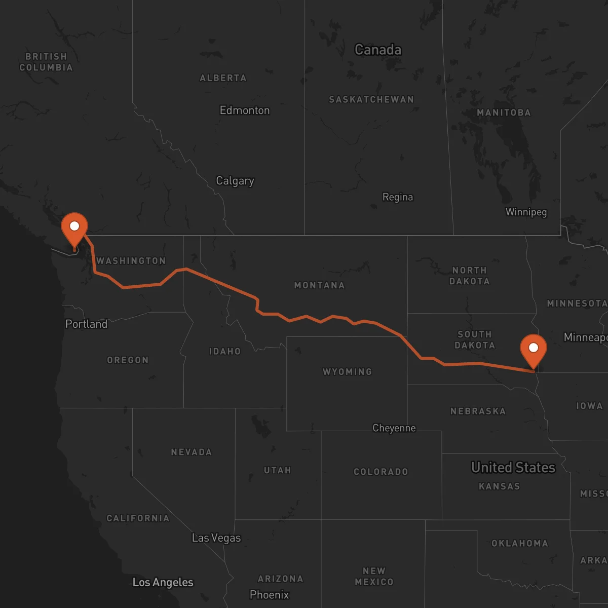 Ruta Victoria - Sioux Falls