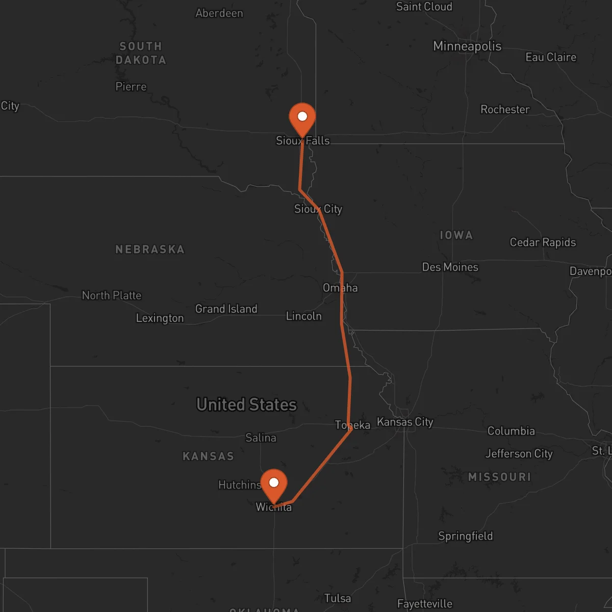 Ruta Sioux Falls - Wichita
