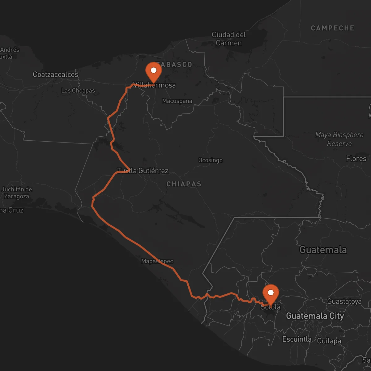 Ruta Sololá - Villahermosa