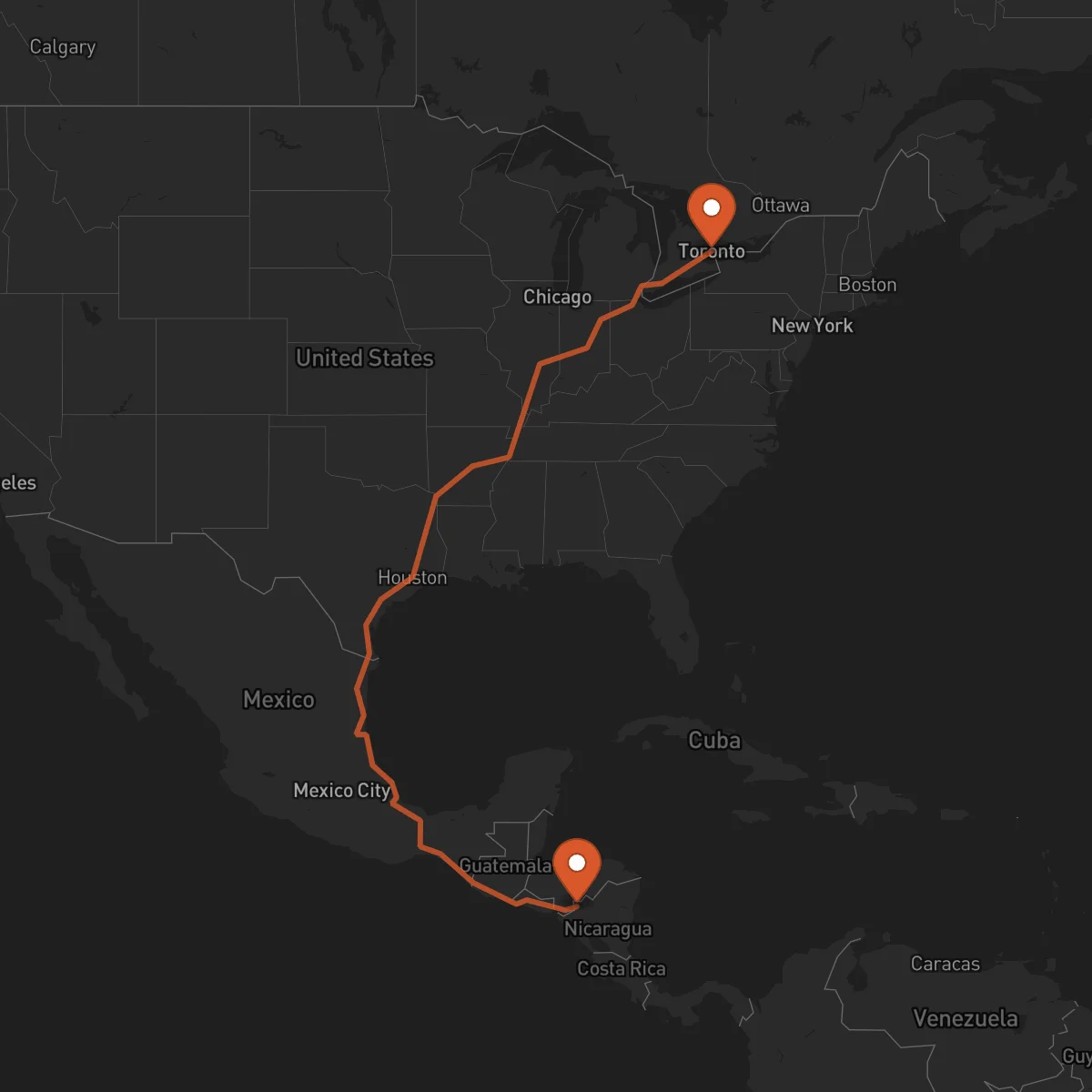 Ruta Toronto - Somoto
