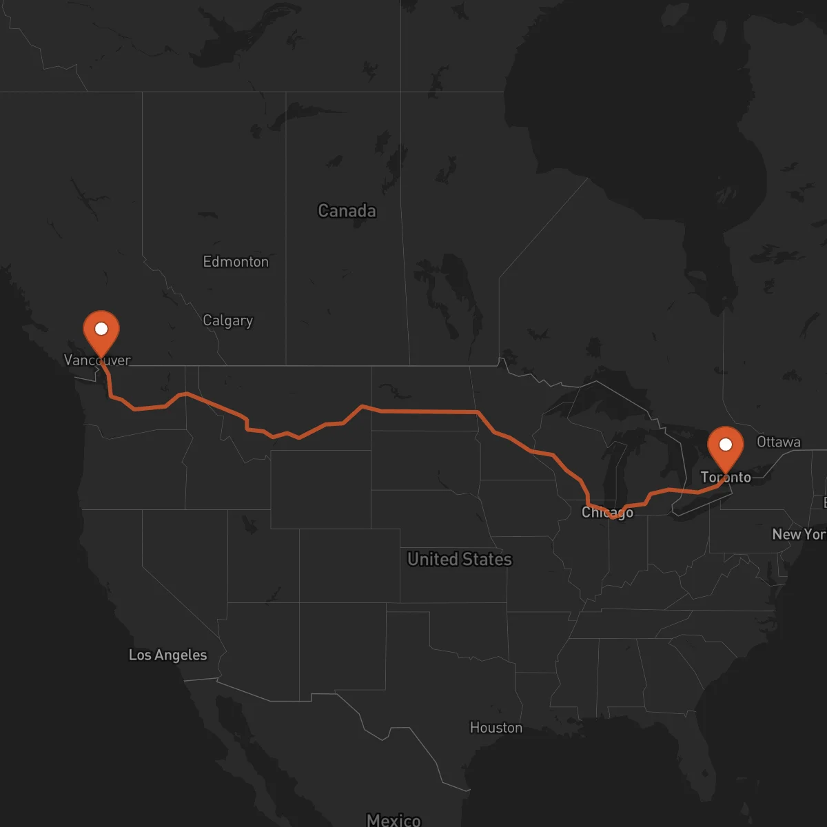 Ruta Surrey - Toronto