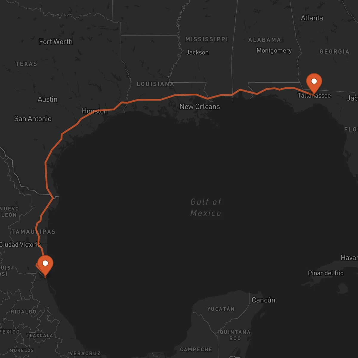 Ruta Tampico - Tallahassee